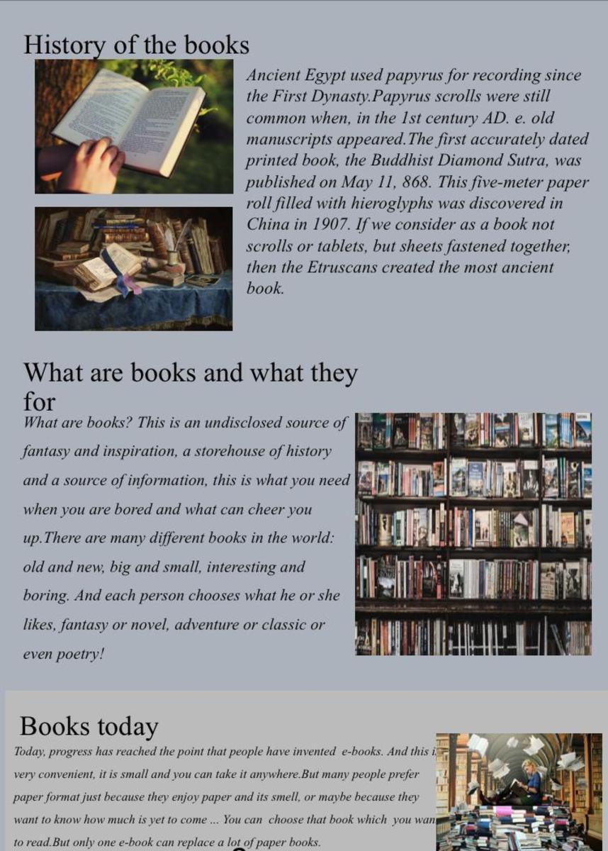 The role of books in modern (роль книг в современной жизни)